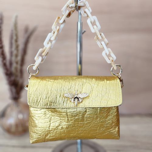 Lys Bag in Metallic Gold Piñatex (Small)