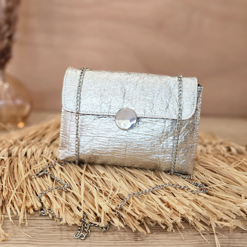 Lys Bag in Metallic Silver Piñatex (Small model)