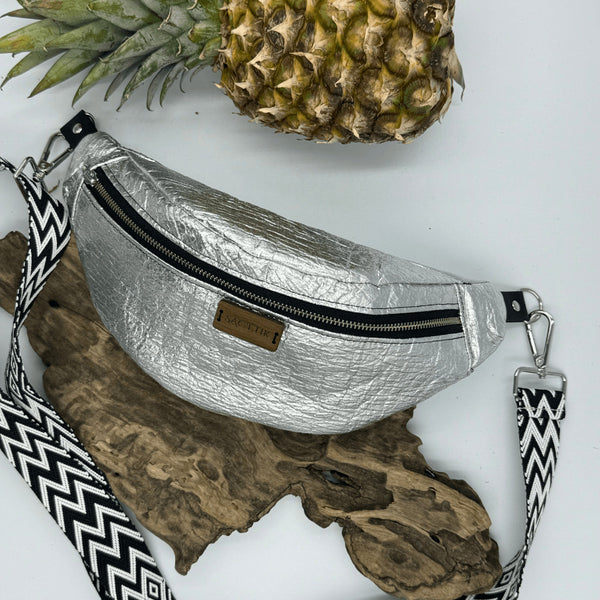 Silver Piñatex Fanny Pack with Large Pocket