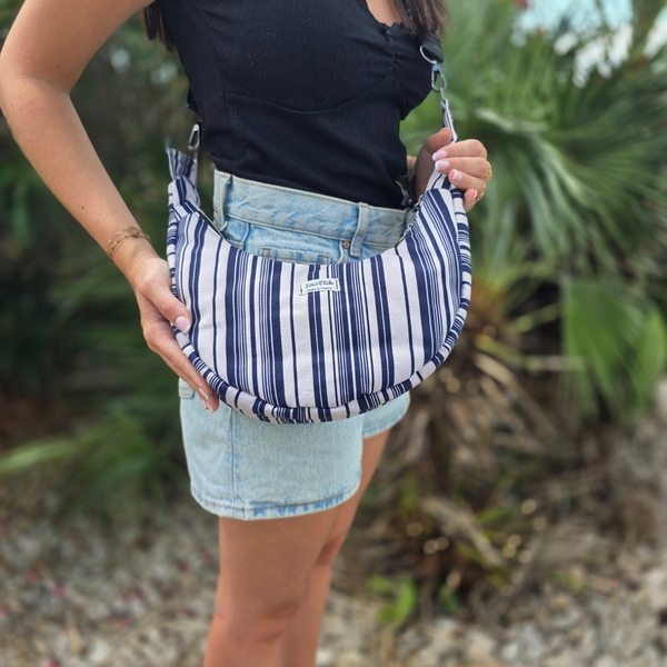 Sac Demi-Lune en Coton rayé