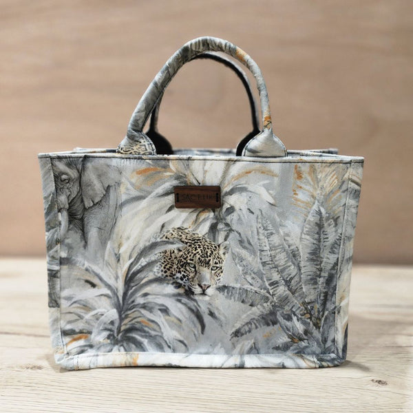 French Cotton Fabric Tote Bag - Animal Scenes - Small Model