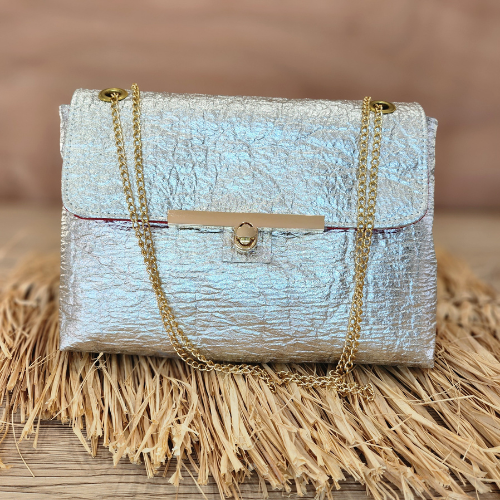 Lys Bag in Metallic Silver Piñatex