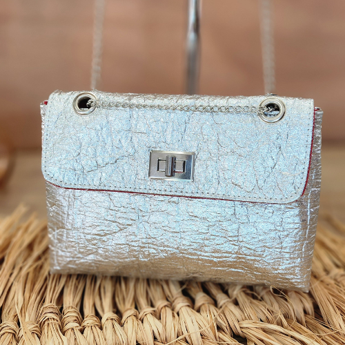 Lys Bag in Metallic Silver Piñatex (Small model)