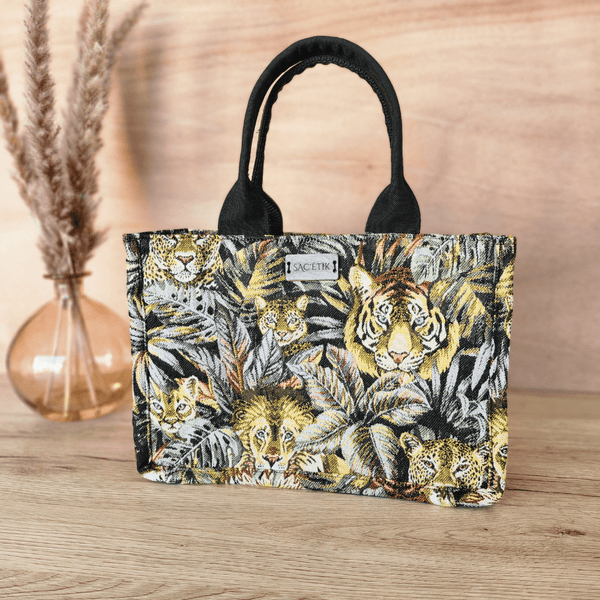Jungle Pattern Jacquard Tote Bag - Small
