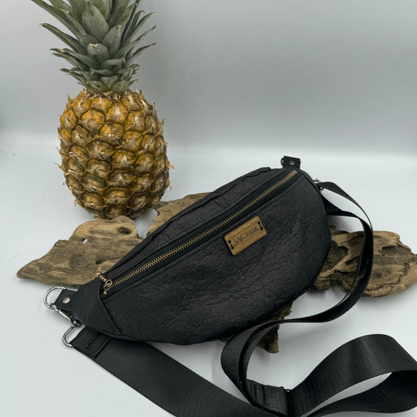 Black Piñatex Fanny Pack with Large Pocket