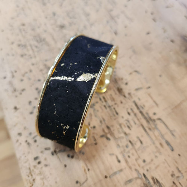 Black Cork Bangle Bracelet
