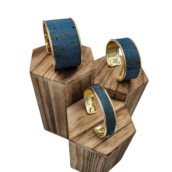 Blue Cork Bangle Bracelet