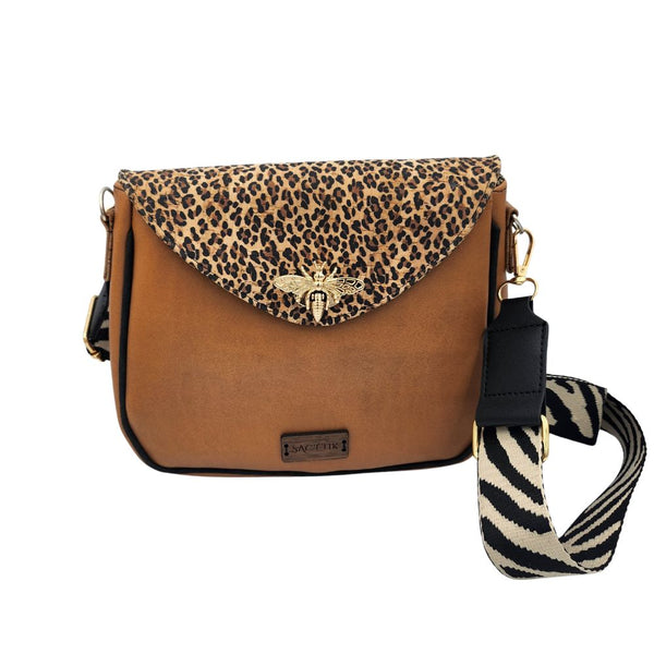 Camellia bag in Apple Skin and cork with leopard print
